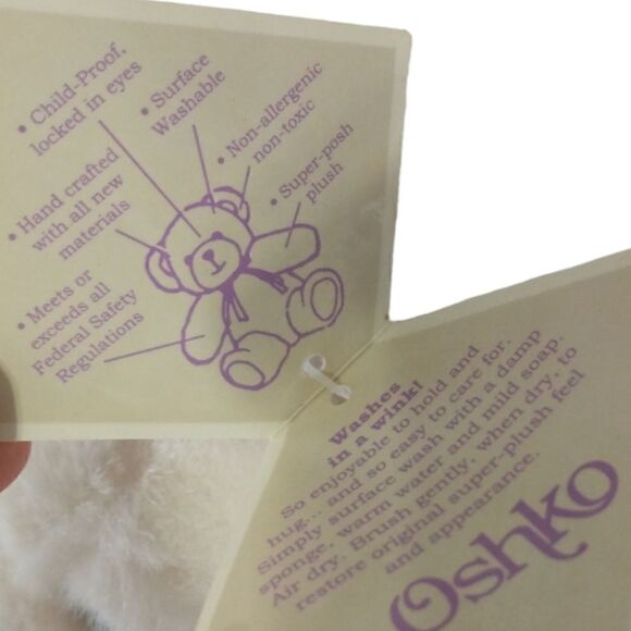 Happy Birthday Teddy Bear Plush Oshko Purple White Polar Stuffed Animal Soft Tag - Picture 15 of 16